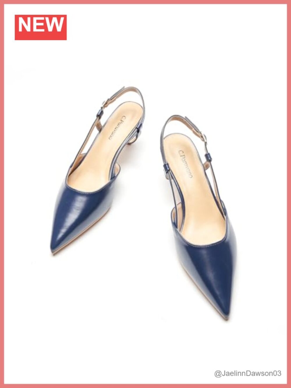 Women's Kitten Heel Slingback Sandals Pointed Toe Adjustable Buckle Pumps